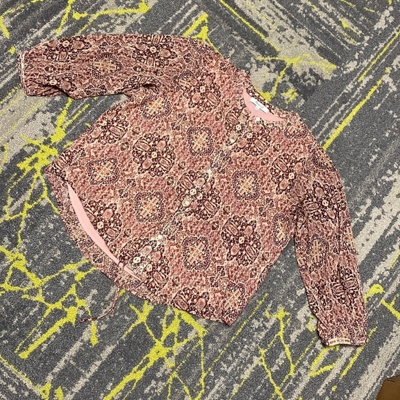 Madewll Drawstring Waist Lined Top in Mauve Kaleidoscope Print EUC Size Small - Picture 4 of 7